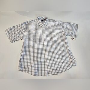NWT Arrow Mens sz XXL SHORT SLEEVE Shirt Casual Button Down WHITE BLUE PLAID